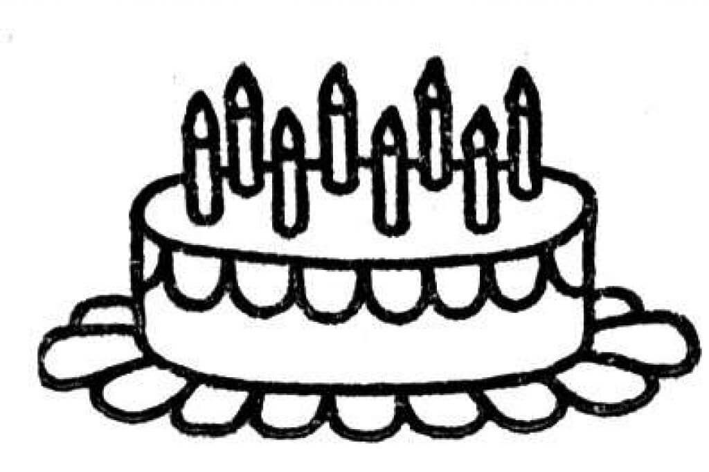 Blank birthday cake coloring page