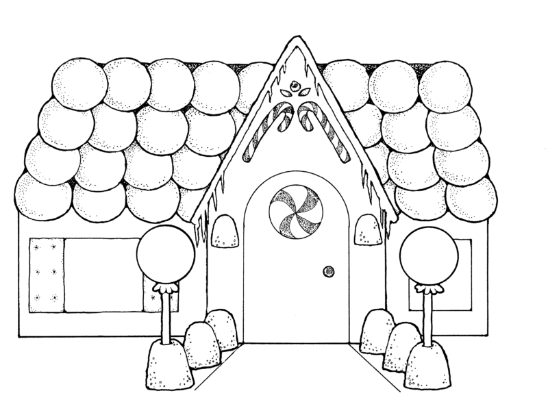 Candy house colouring pages