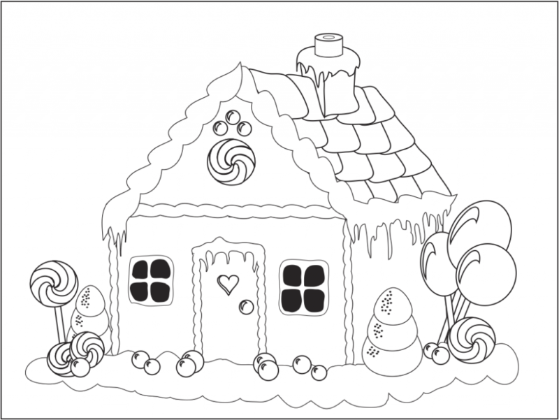 Candy house colouring pages