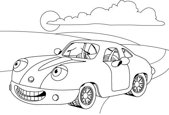 Car with face coloring page