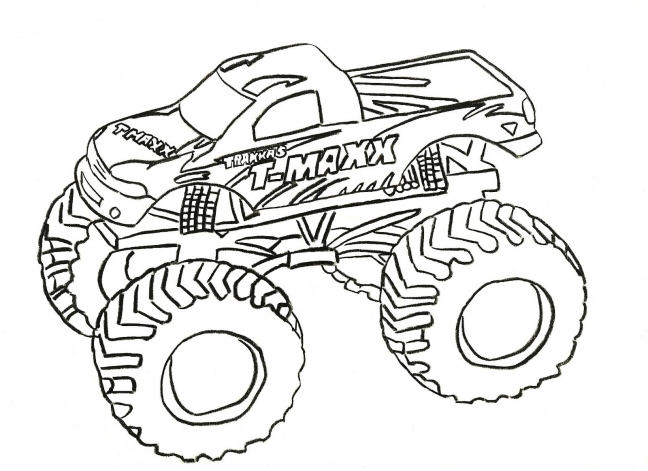 Car with huge wheels coloring page