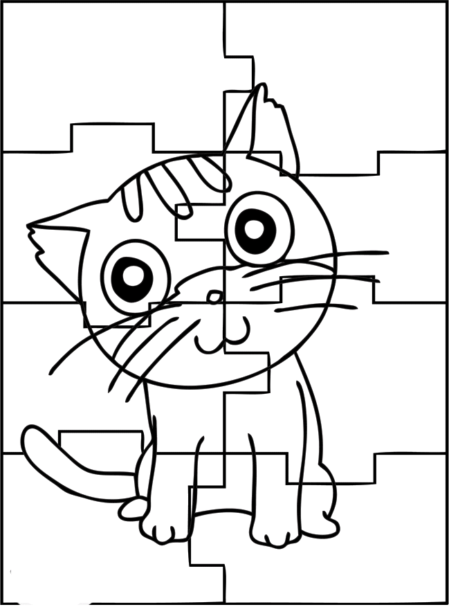 Cat jigsaw puzzle for coloring