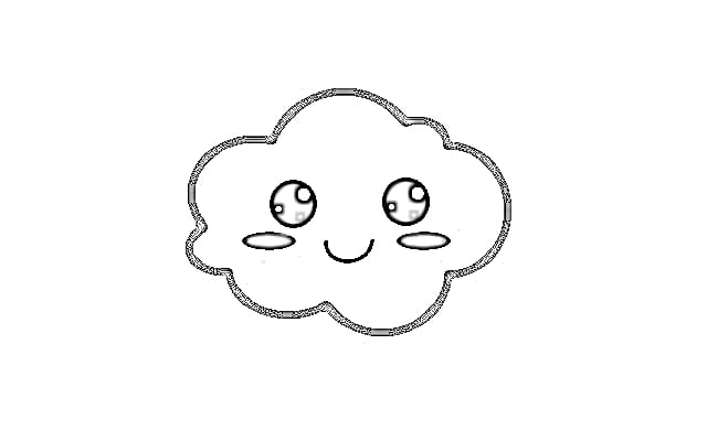 Cloud with cute face coloring page