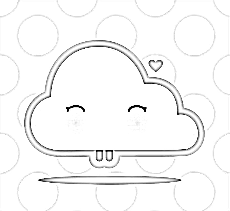 Coloring page of a cloud with face and legs