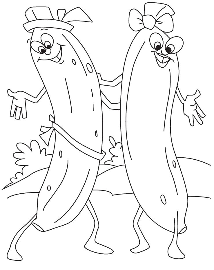 Coloring page of a couple of bananas