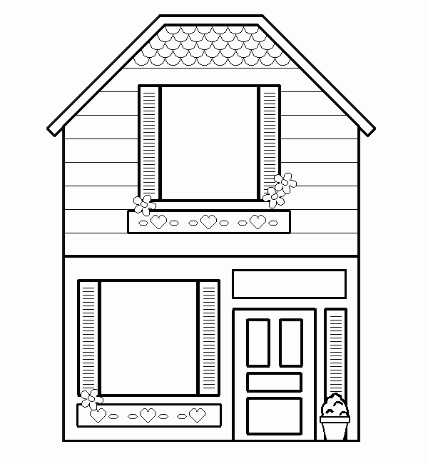 Coloring page of a house for girls