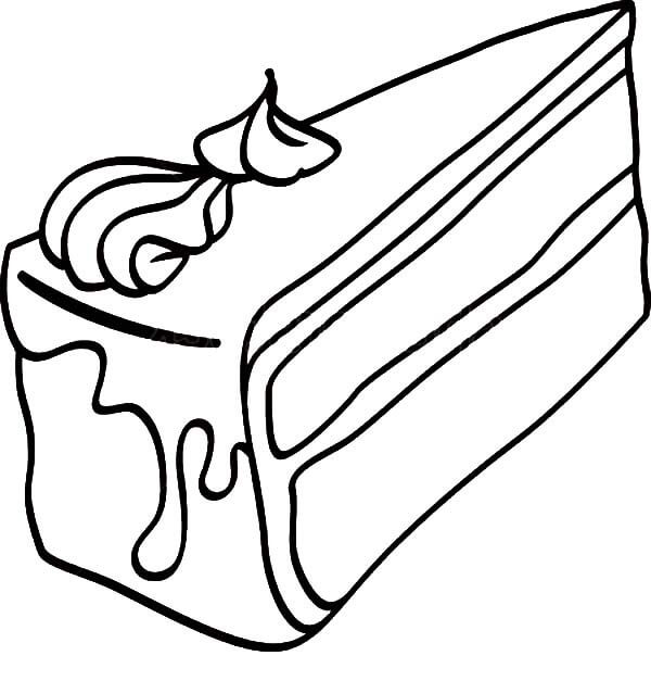 Coloring page of a slice of cake