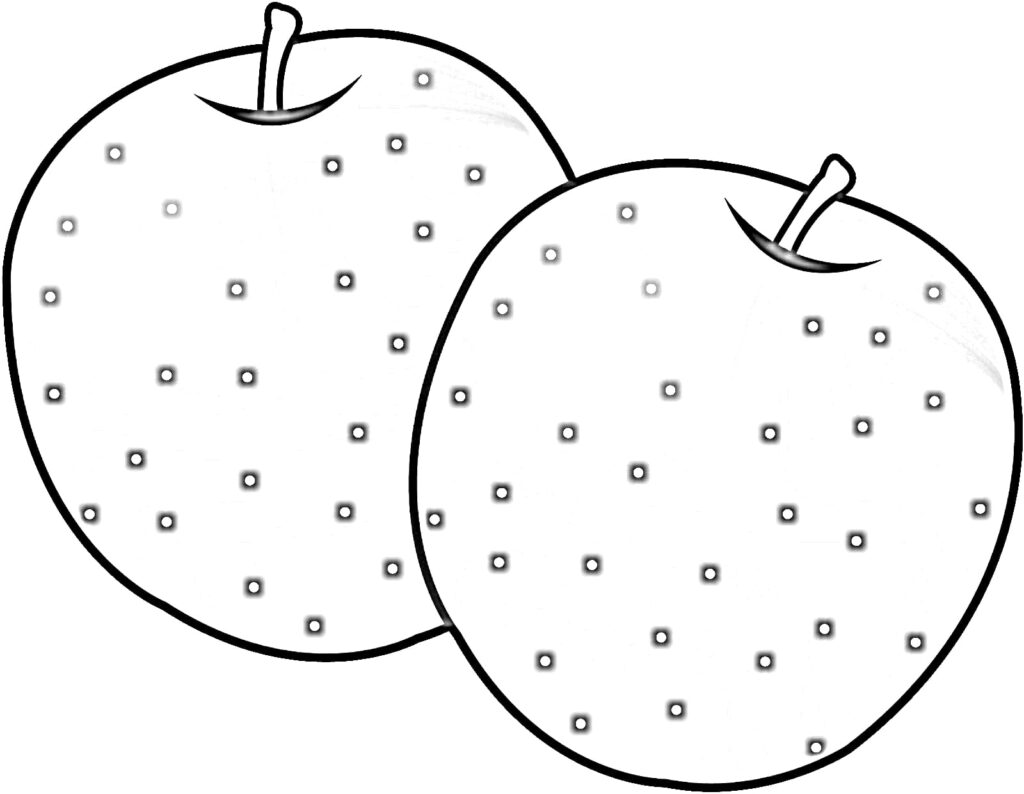 Coloring page of two apples with spots