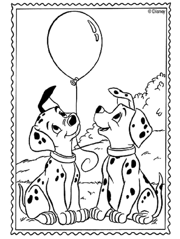 Dalmatians playing coloring page