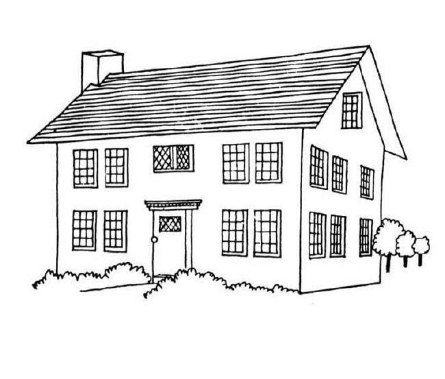 Drawing of a Big House for Coloring