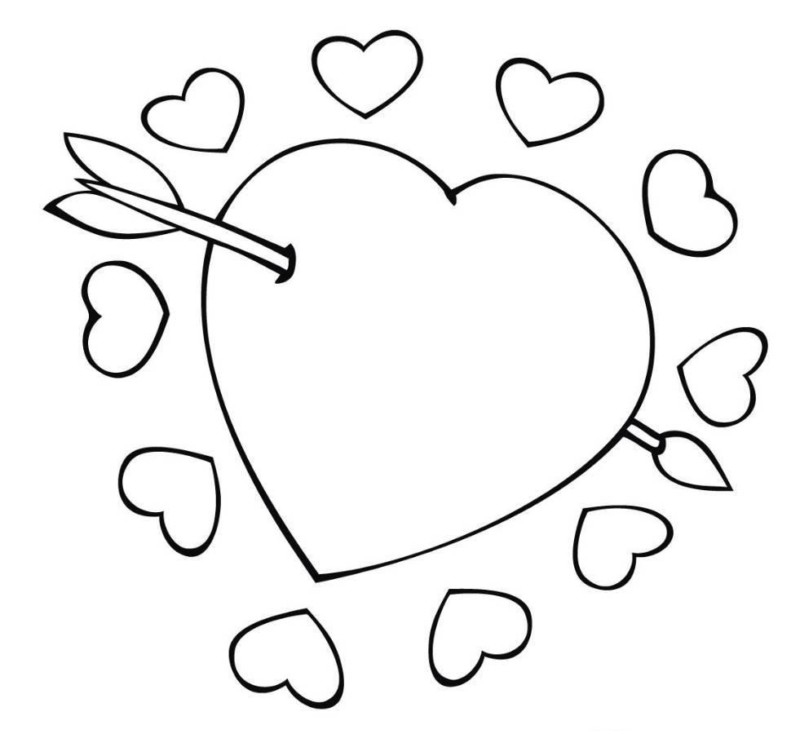 Drawing of a heart with an arrow through it to printable