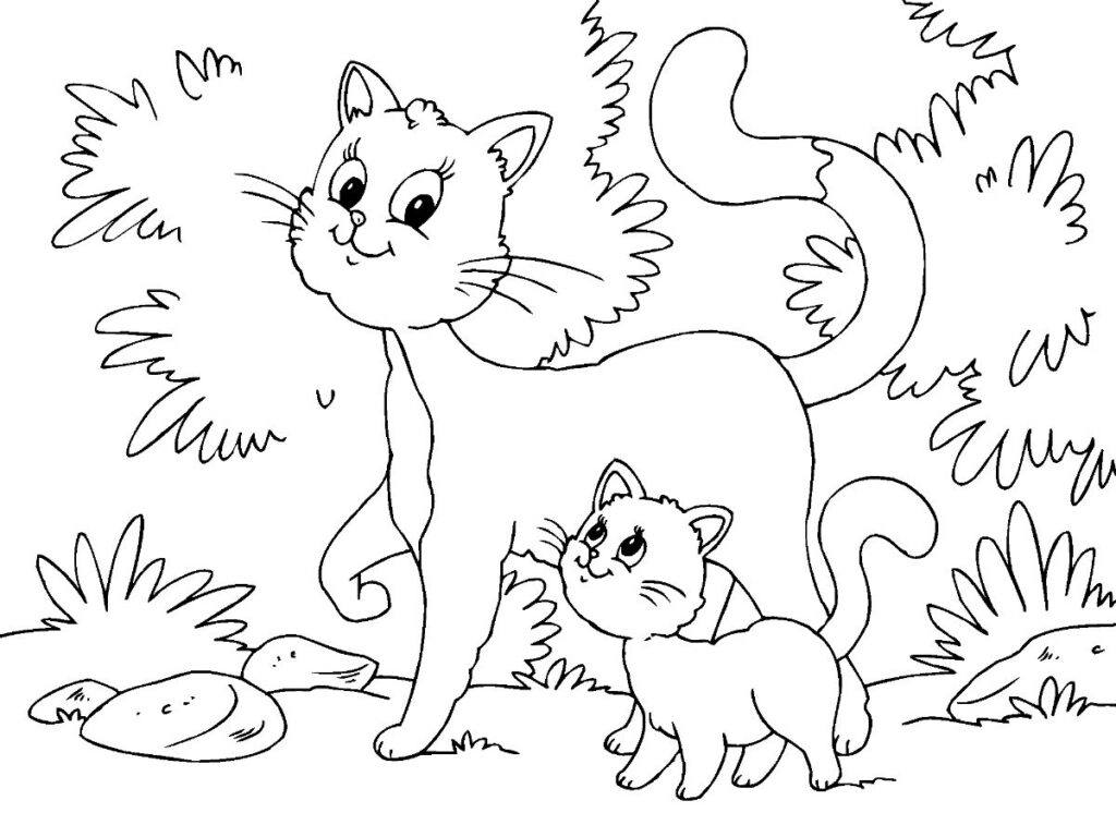 Drawing of a kitten and her kitten