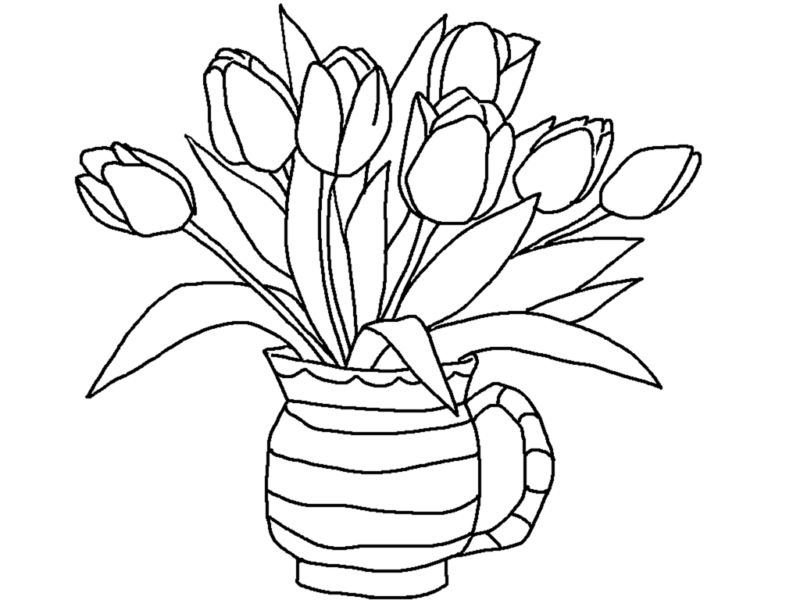 Drawing of a vase with flowers