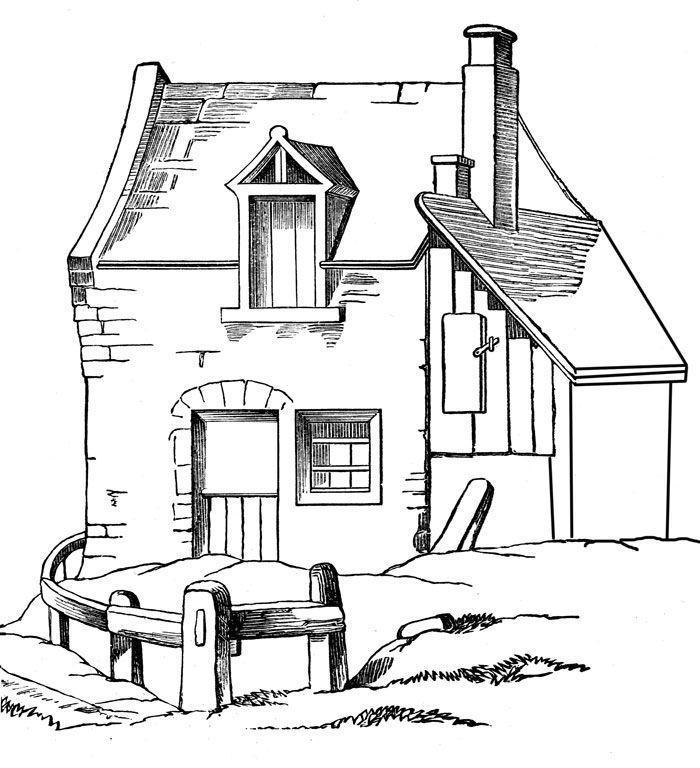 Drawing of an Old House for Coloring