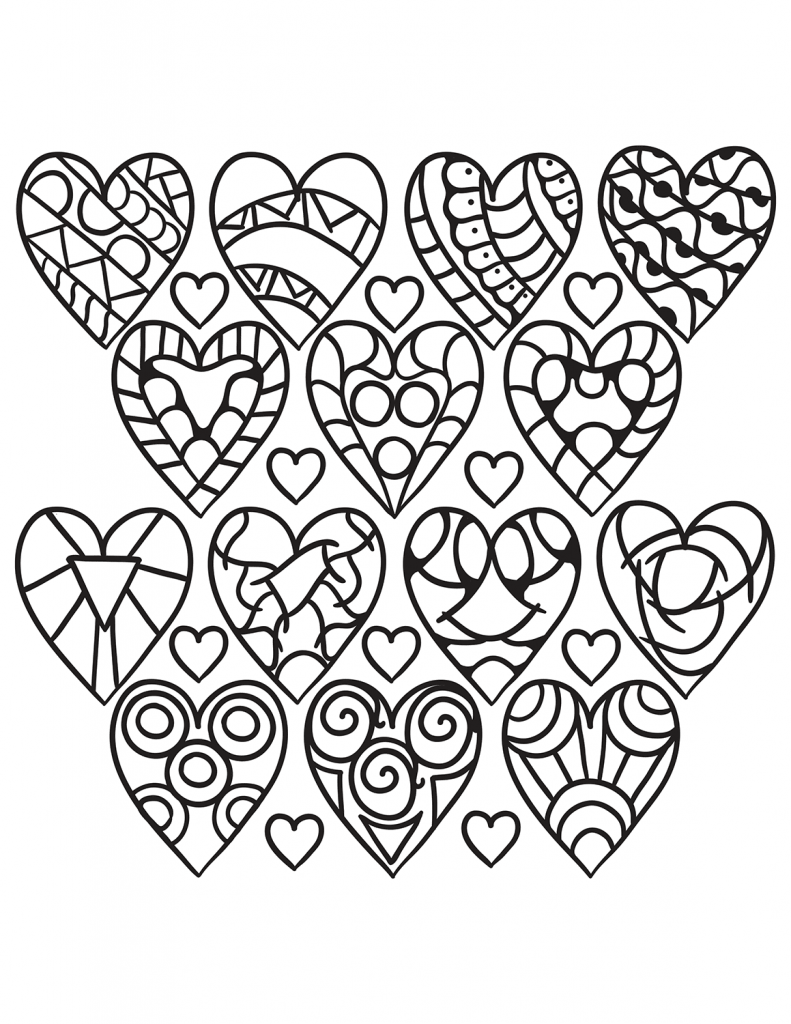 Drawing of many hearts