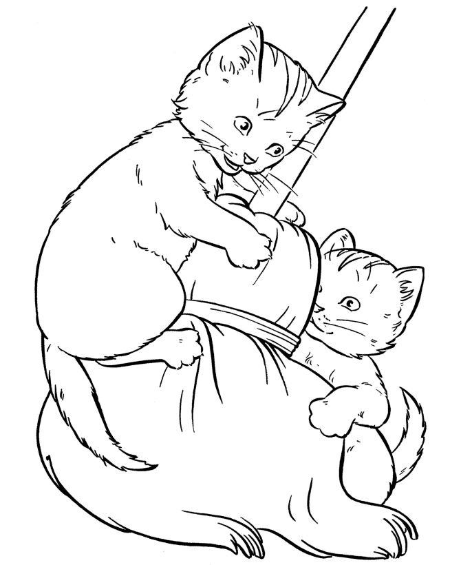 Drawing of two cats playing