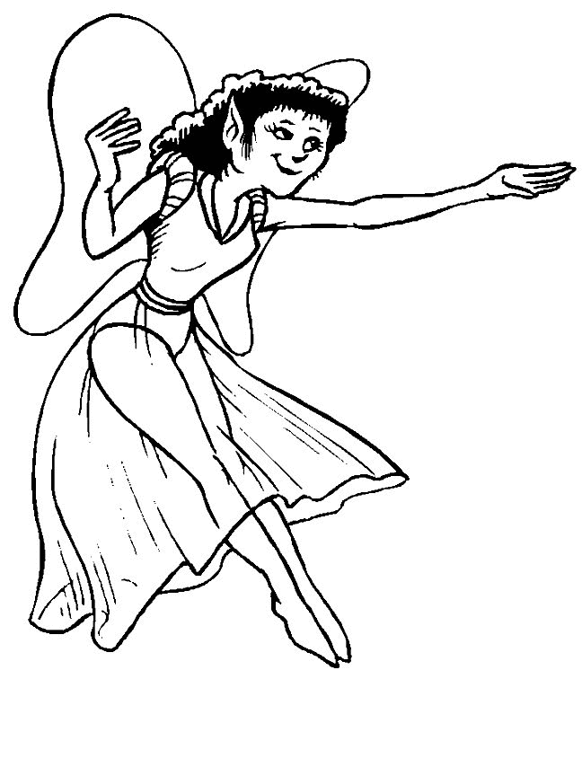 Fairy flying coloring page