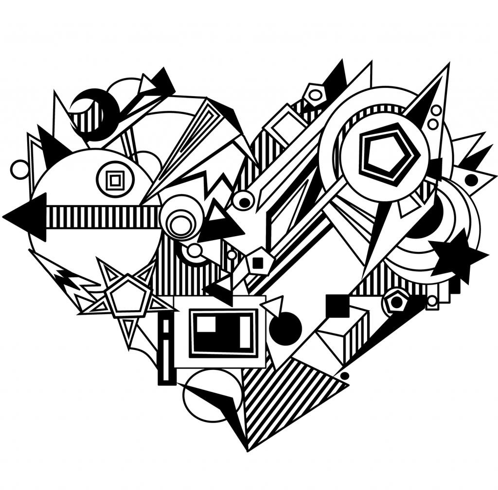 Geometric shapes forming a heart