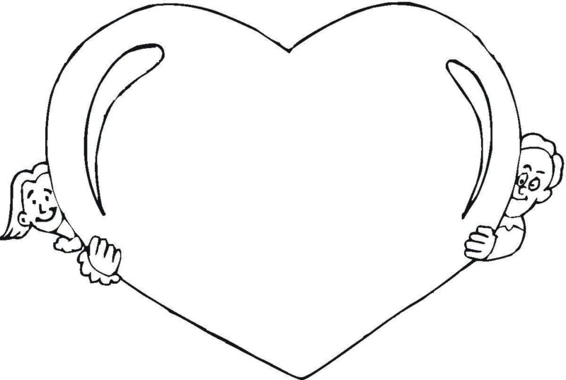 Heart and couple coloring page