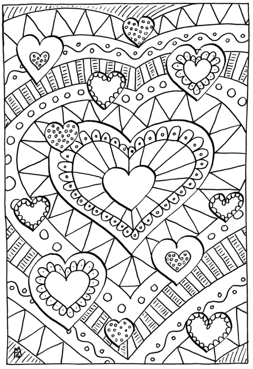 Heart drawing for adults coloring