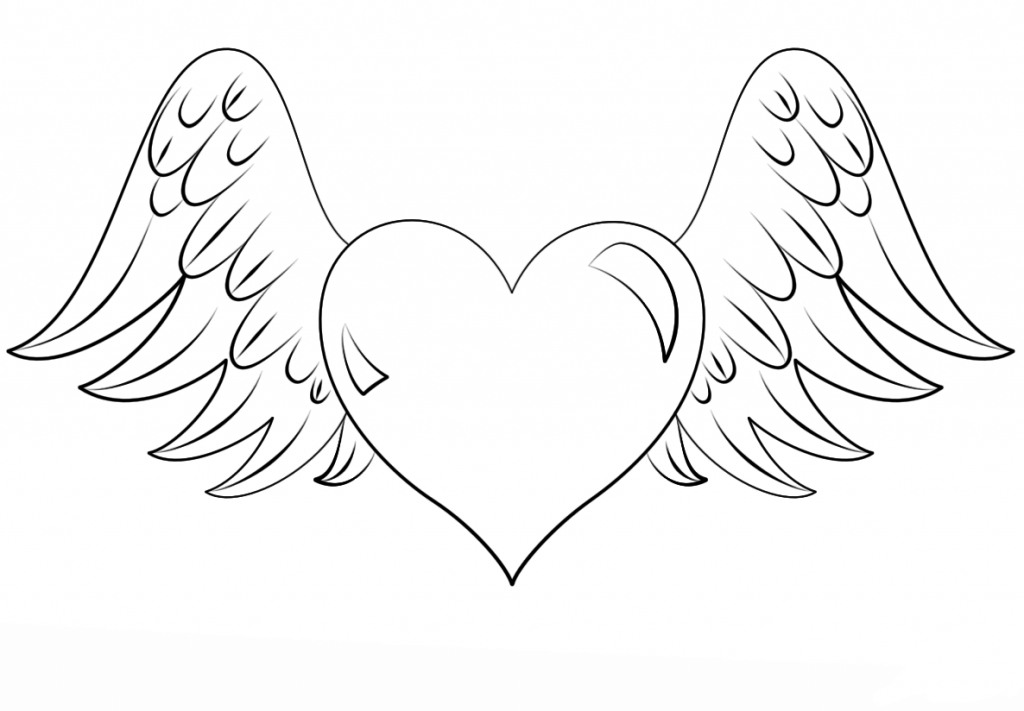 Heart drawing with wings