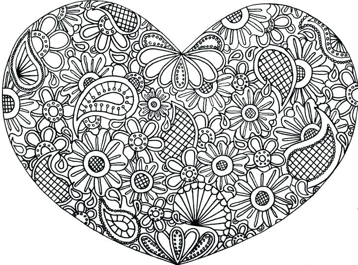 Heart full of flowers coloring page