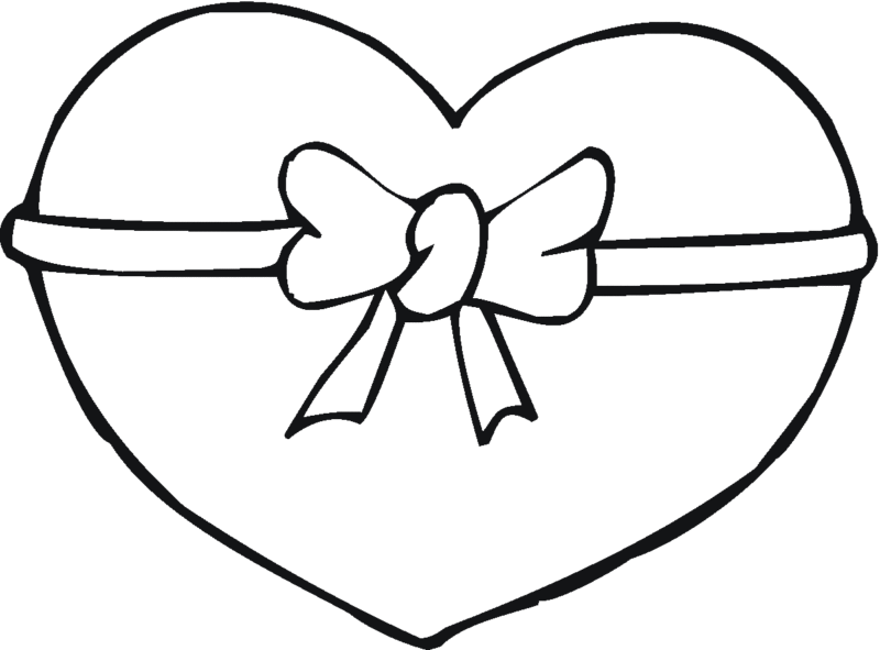 Heart with bow coloring page