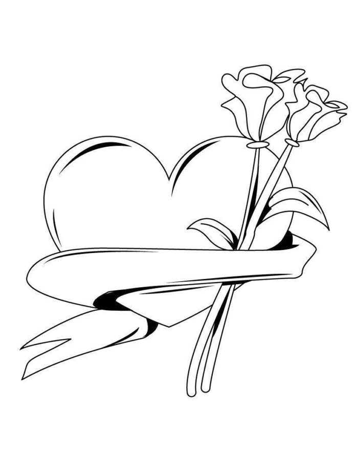 Heart with flowers coloring