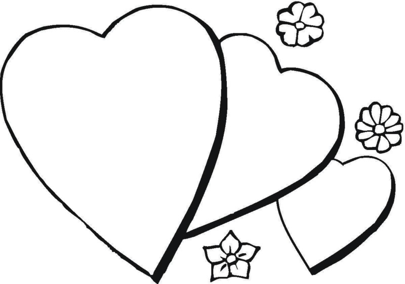 Hearts and flowers coloring page