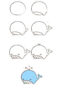 How to draw a cute whale – Colorless Drawings