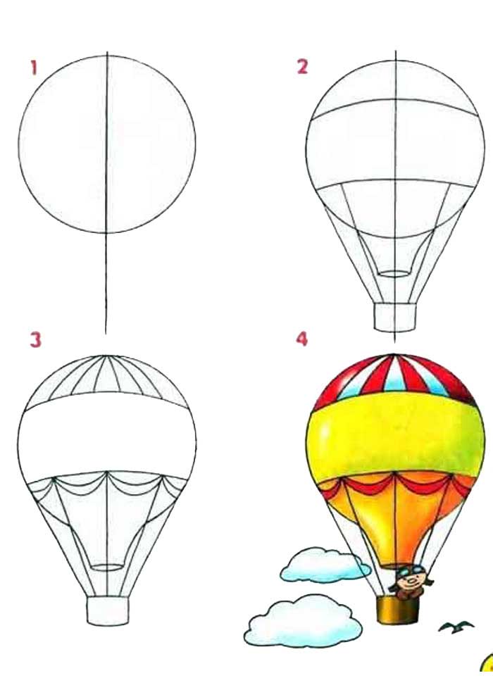 How to draw a hot air balloon