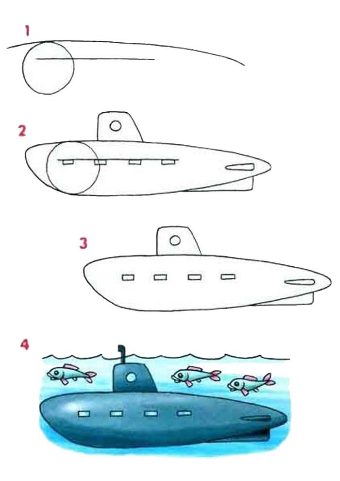 How to draw a submarine