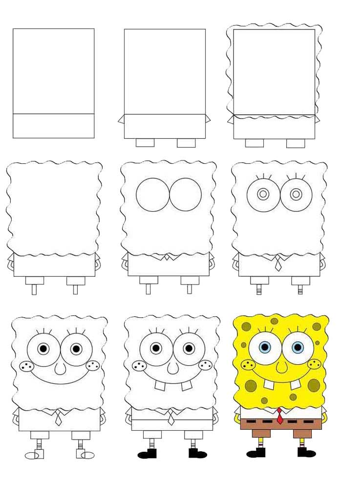 How to make a drawing of Sponge Bob