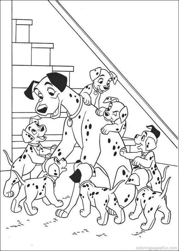 Pongo 101 Dalmatians drawing of their puppies