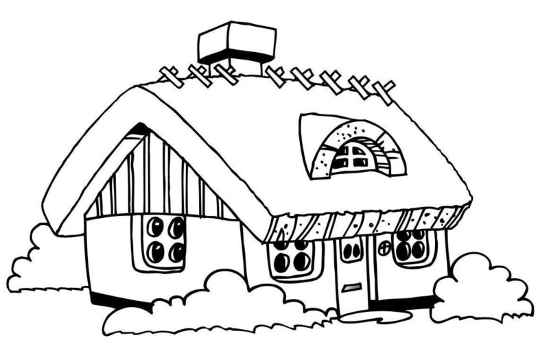 Small House with Chimney drawing for coloring