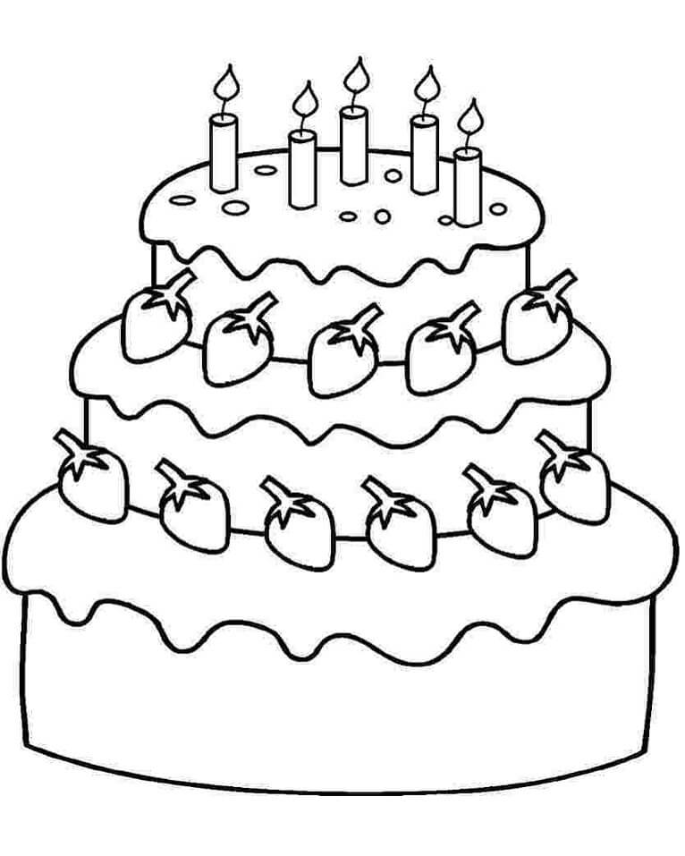 Strawberry cake coloring page