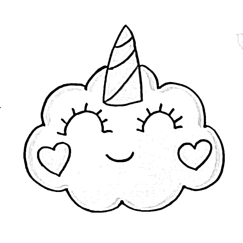 Unicorn cloud coloring page