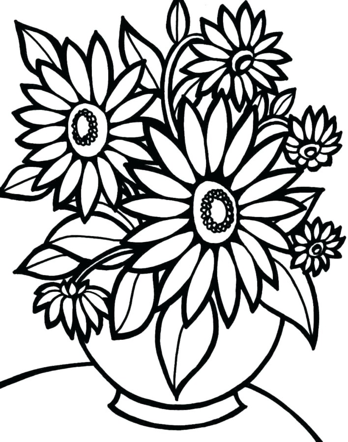 Vase with flowers coloring page