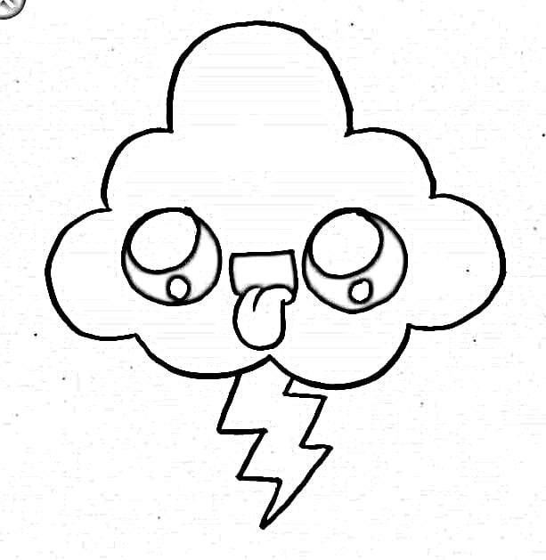 Coloring page of a cloud releasing lightning