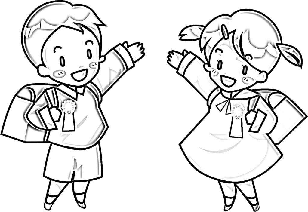 A boy and a girl coloring page