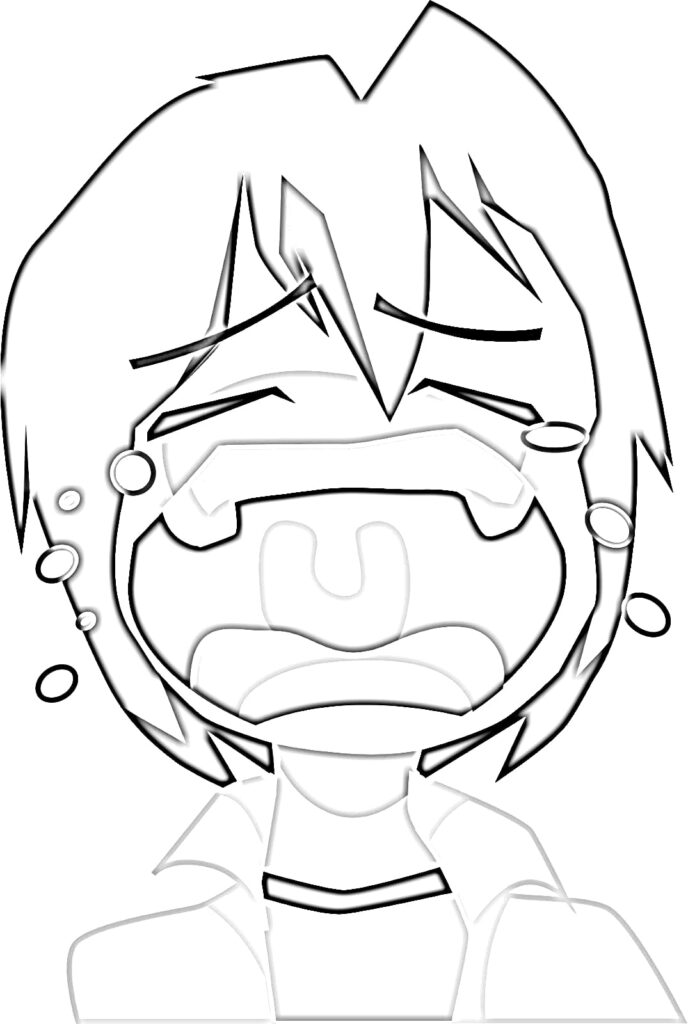 A boy crying coloring page