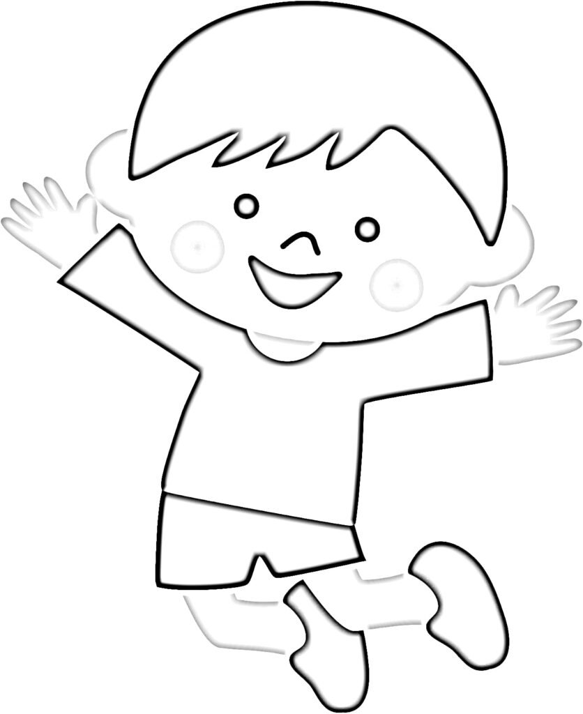 A boy jumping coloring page
