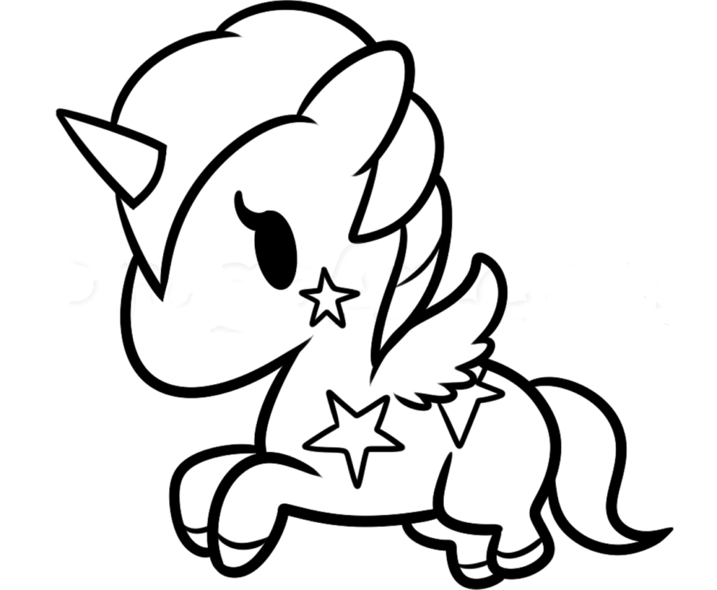 Baby unicorn coloring page