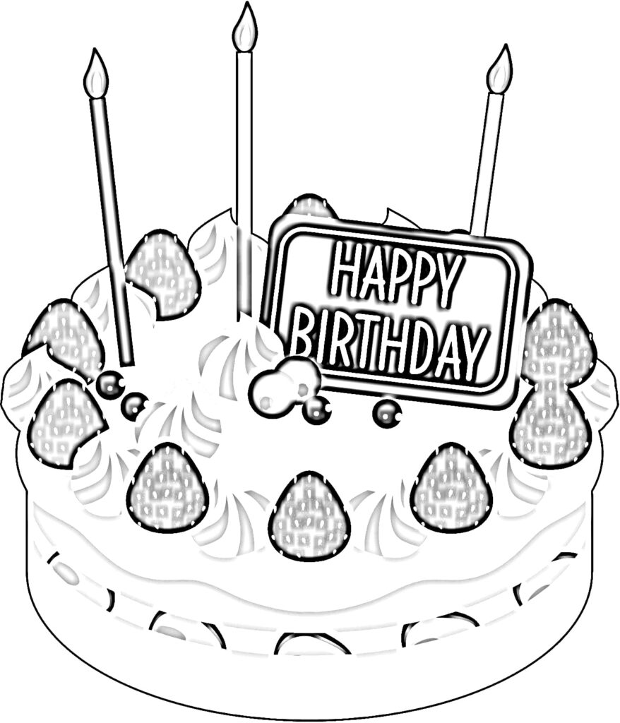 Birthday cake coloring page