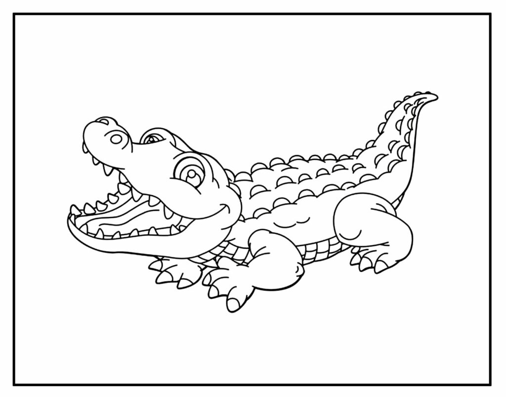 Cute little alligator coloring page