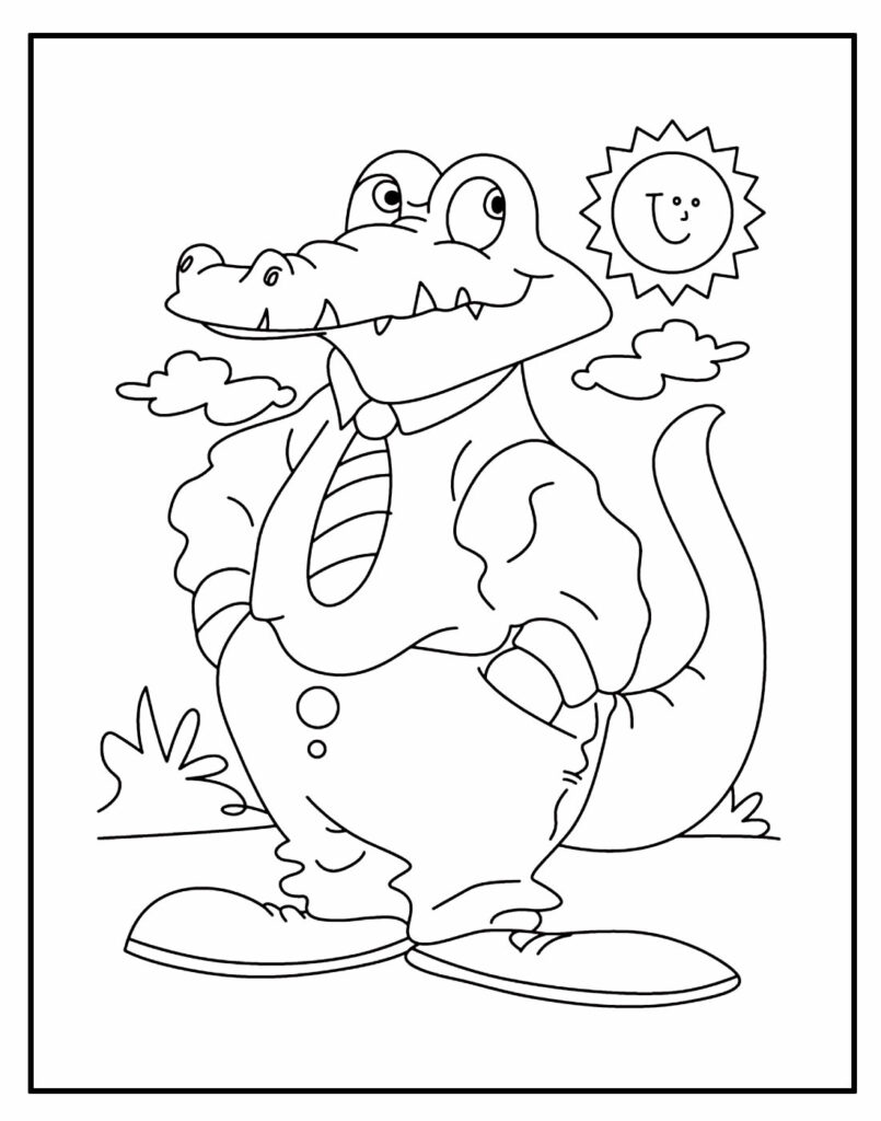 Drawing of an Alligator with Clothes
