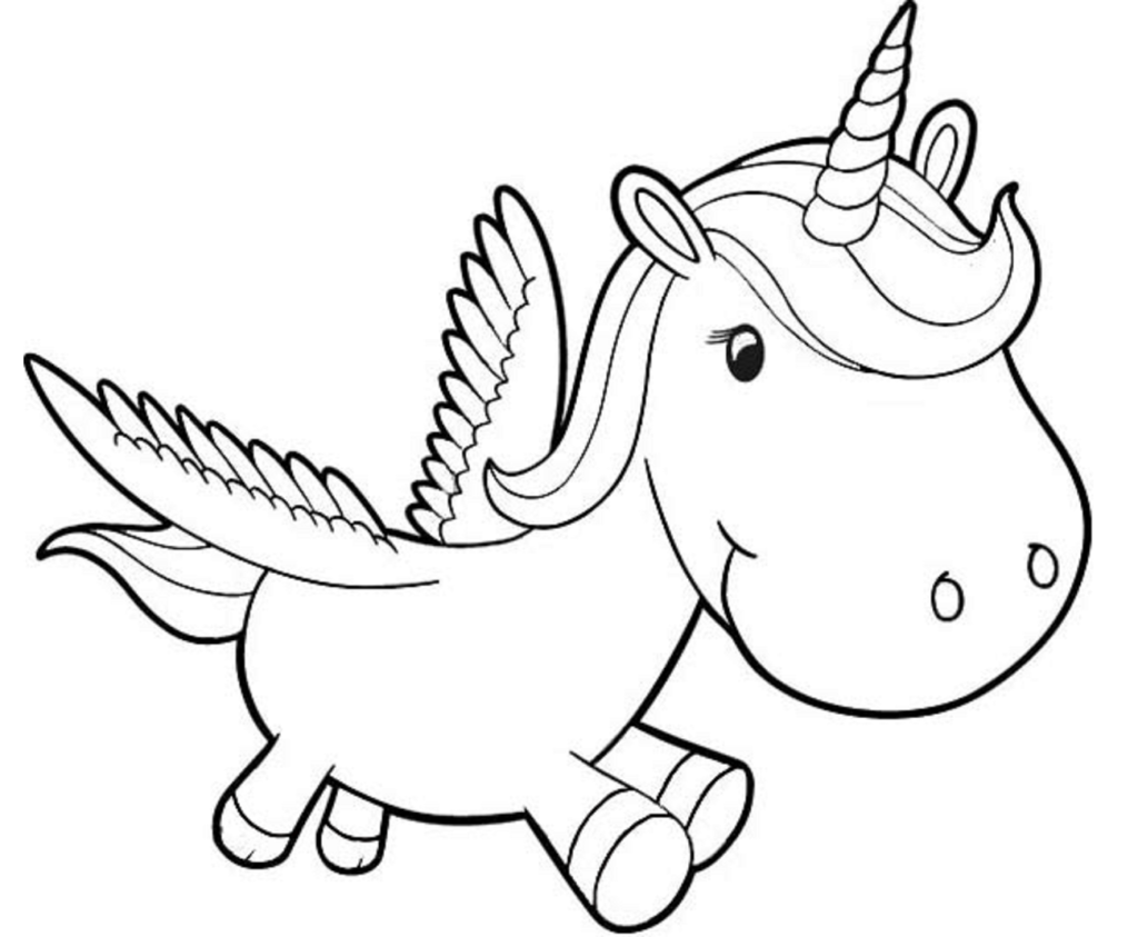Little unicorn coloring page