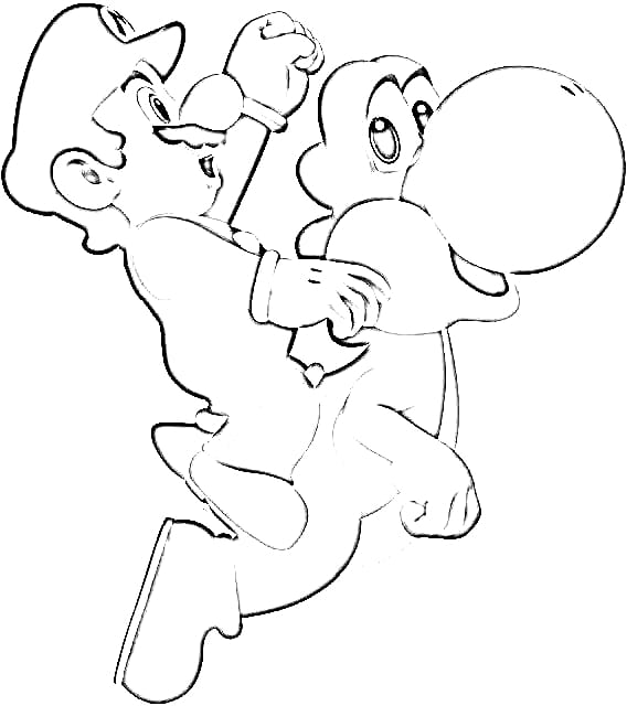 Mario and Yoshi coloring page