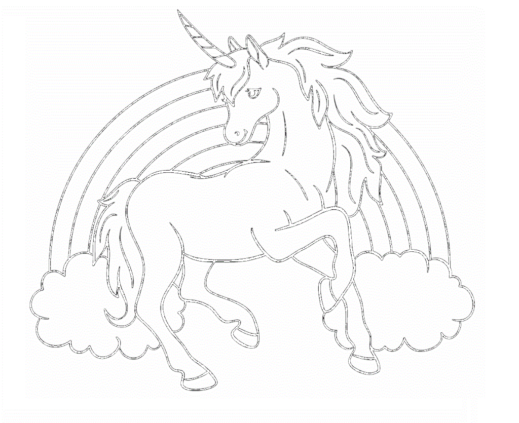 Rainbow unicorn coloring page