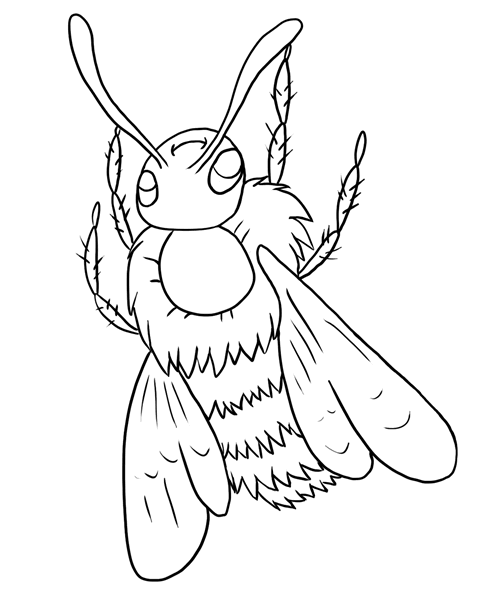 Realistic drawing of a bee coloring page